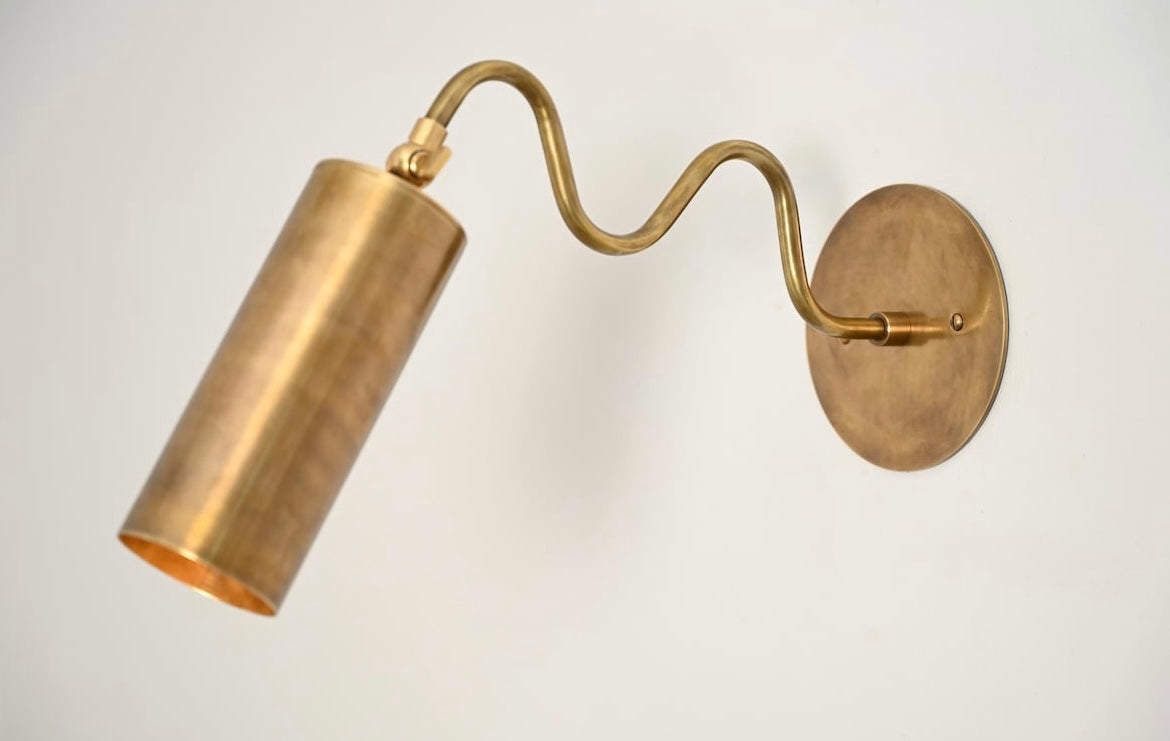 Handmade Ripple Brass Wall Light 