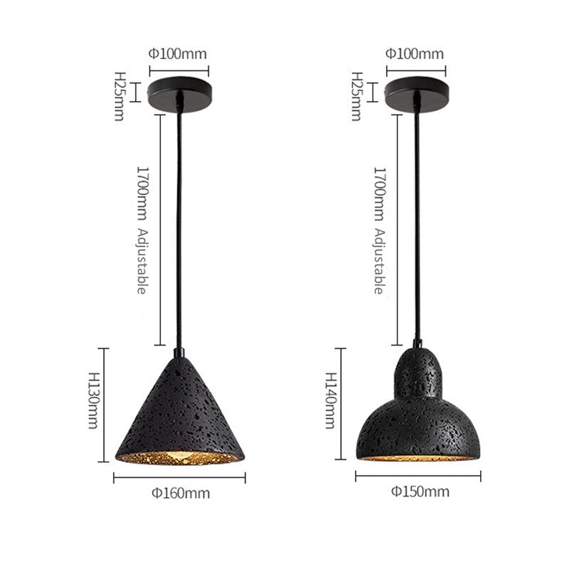 Black Rock Cone Pendant Light - The Lighting Agency